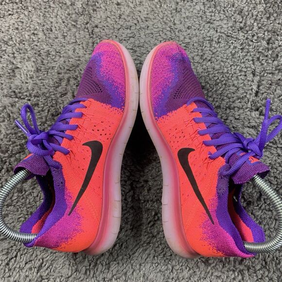 Nike Free RN Flyknit 2017 Womens Size 7.5 Pink Purple Athletic Shoes 880844-600 - Picture 4 of 8